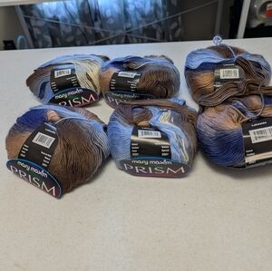 Lot of 6 skeins of Mary maxim prism-yarn-NEW - size 3- Lakeside